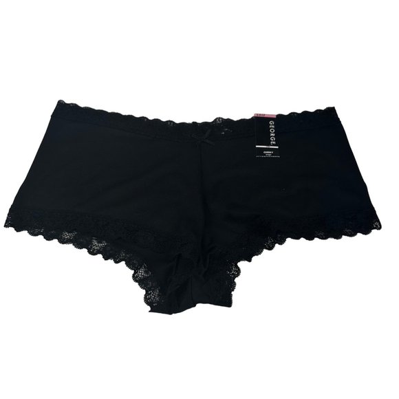George Women's Size 7 Large Panty Cheeky Lace Waist Leg Openings Black New - Picture 1 of 10